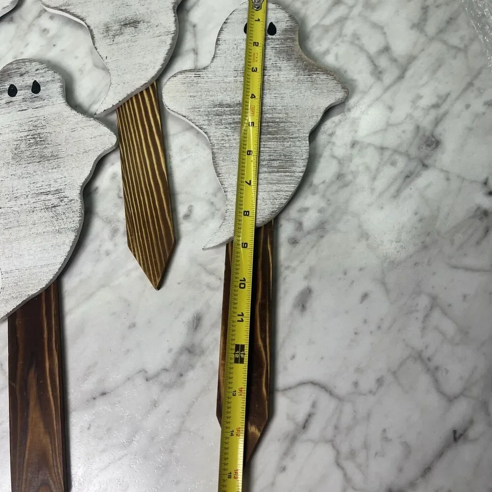 Halloween Ghost Yard Stakes - 6PCS Rustic/ Distressed Ghost Lawn Decorations